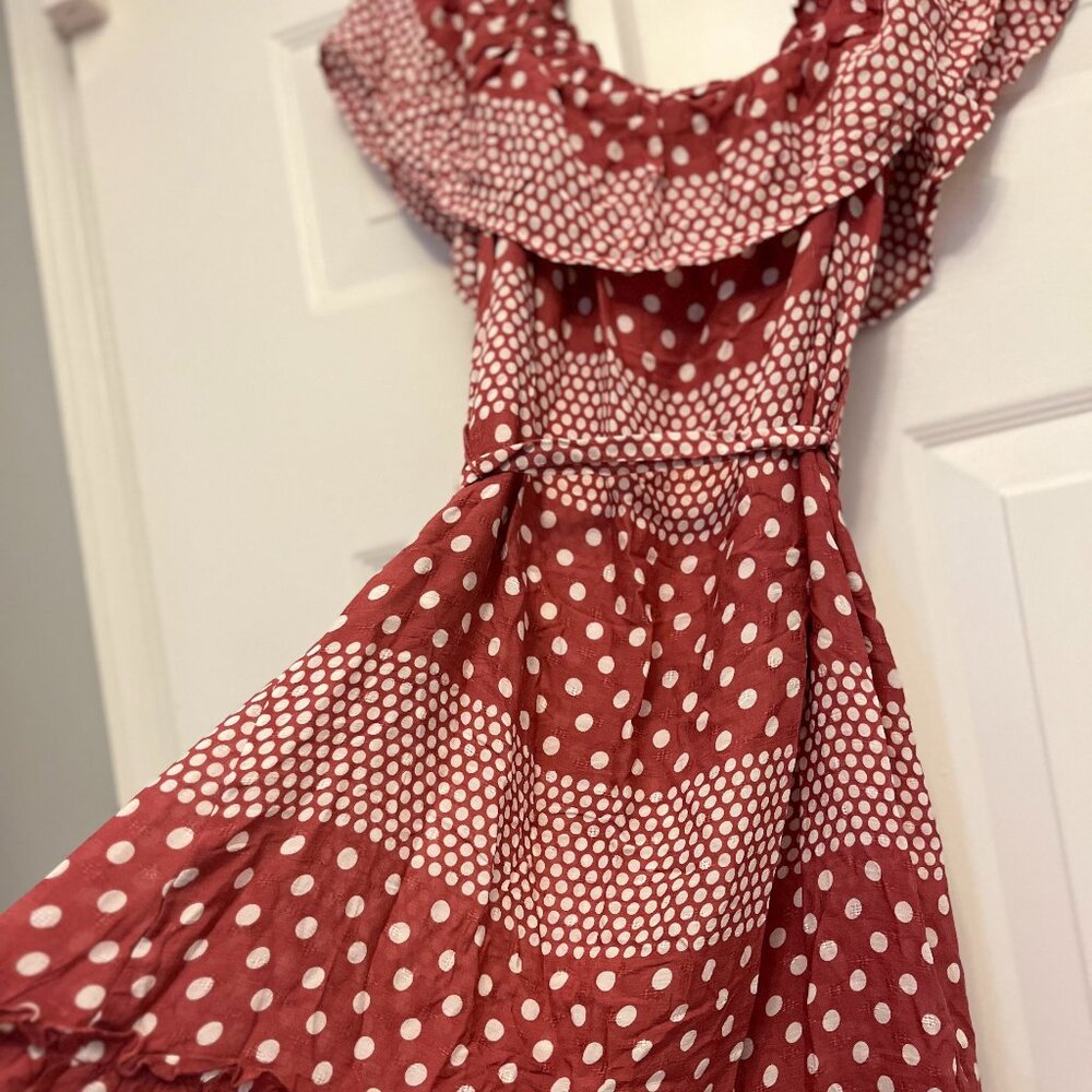 NWOT LOFT Beach Mini Polka Dot Pink cover up dress Size XS